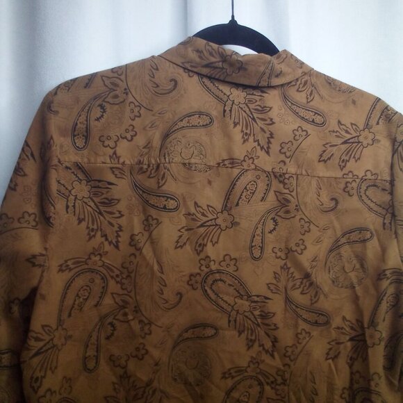 White Stag Shirt M Women Button Up Long Sleeve Suede Paisley Print Brown - Picture 3 of 16